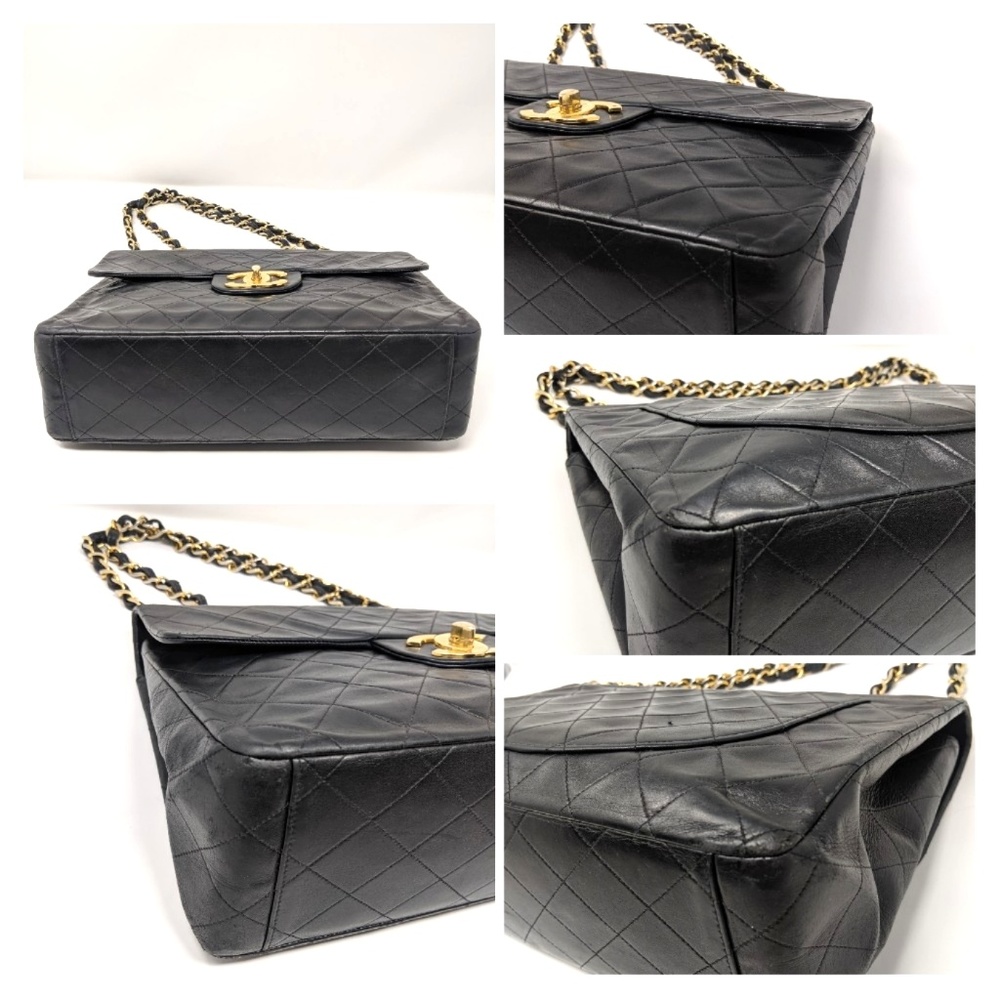 🎉HPx2🎉CHANEL Black Flap Bag Maxi Jumbo Classic - Picture 7 of 8